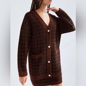 Babaton Chocolate Checkered Cardigan